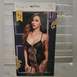 Baci Black and‎ Brown Chemise with Lace Details one size fits 2-14